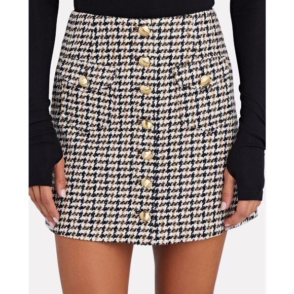 Intermix Coco Mini Button Skirt Womens 10 Multi Tweed Outfit Preppy Mobwife NWT